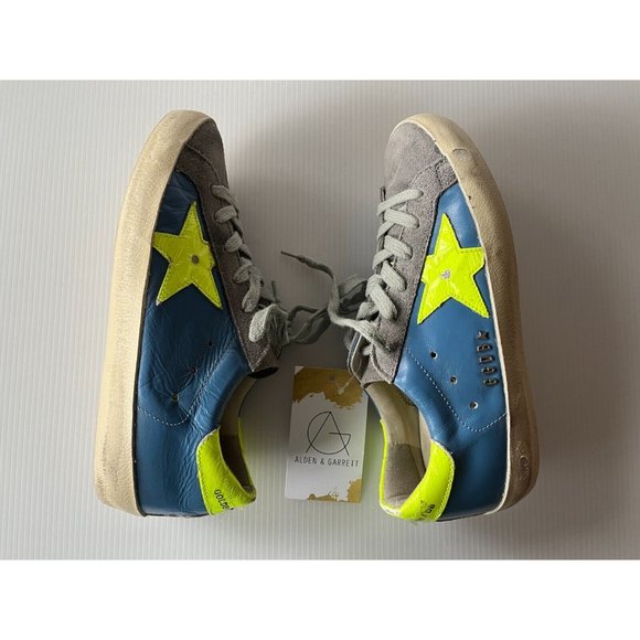 Golden Goose "Superstar" Blue, Gray & Yellow Sneakers, Size 6 (US) 36 (IT) - Picture 8 of 11